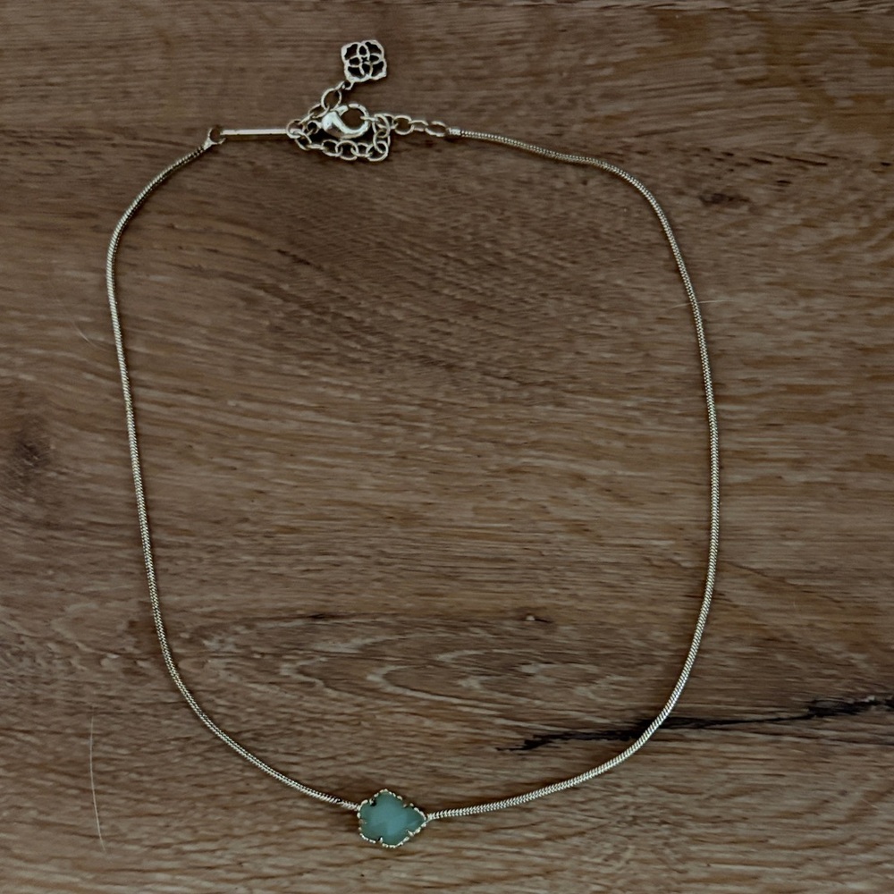 Kendra Scott Gold Necklace with Mint Green Pendant